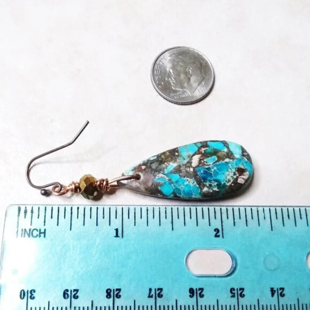 Sea Sediment Jasper! X-Large Teardrop Earrings - SouthWestern + Costal Cowgirl - Picture 7 of 8